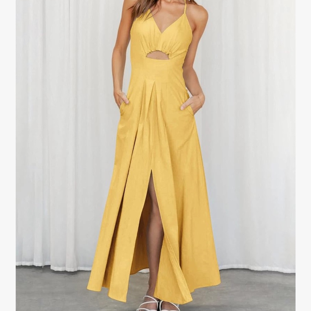 Btfbm Peek a booYellow Maxi Dress